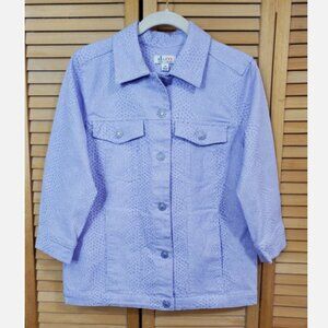 Denim & Co Cobra Print Twill Jean Jacket XS